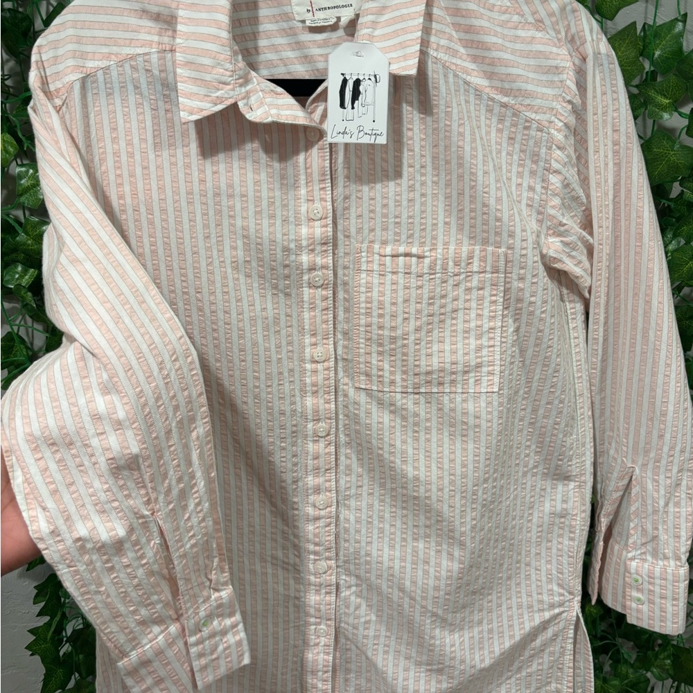 Anthropologie Men's Pink Striped Button Down Shirt